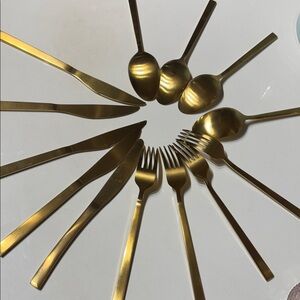 12-Piece Gold Spoon, Fork & Knife Set